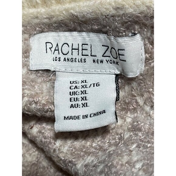 Rachel Zoe Cardigan Sweater Womens XL Chevron Knit Waist Length Cream Beige - Picture 4 of 6